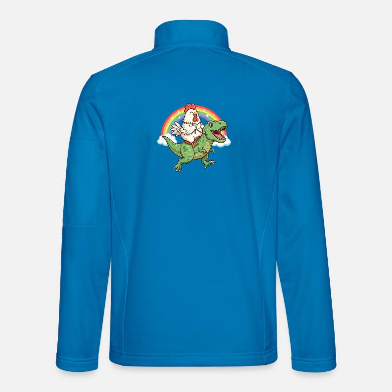 Chicken Riding T-Rex Dinosaur Rainbow - Unisex Softshell Jacket - light blue