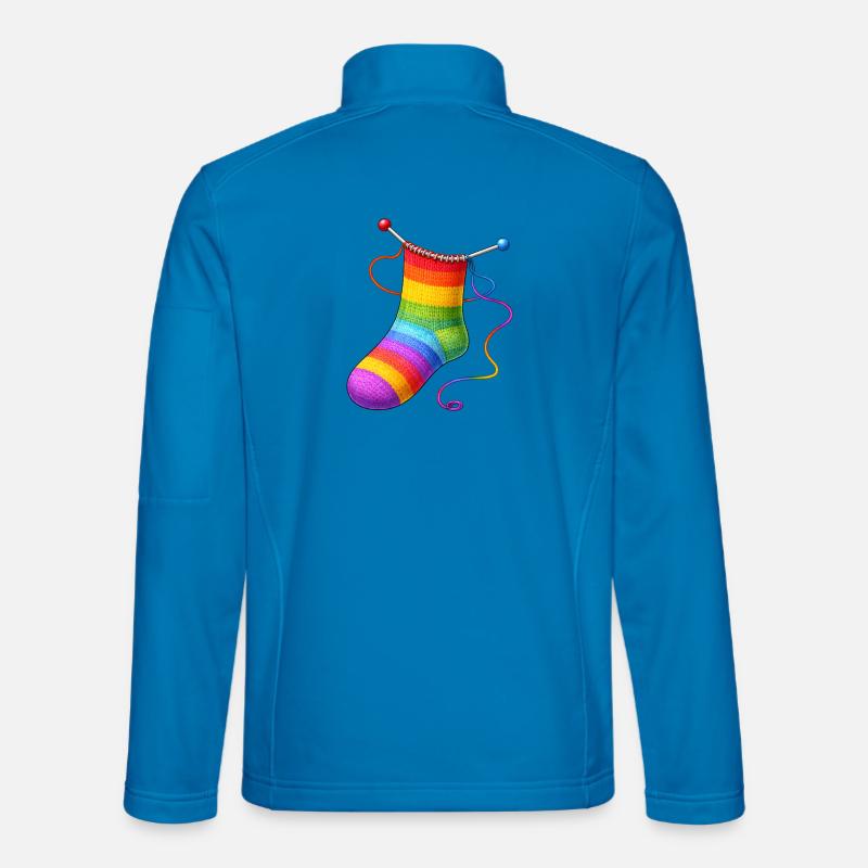 Illustration af strikket regnbuesokker - Unisex softshelljakke - klar blå