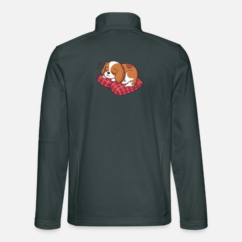 Sleeping Puppy on Plaid Pillow Unisex Softshell Jacket