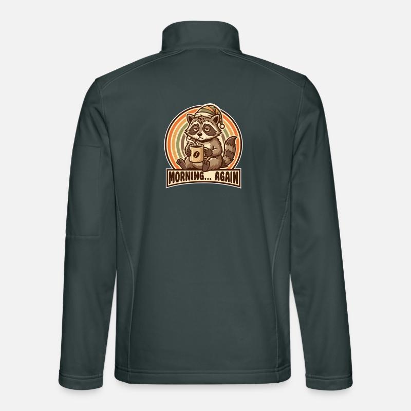 Morgenmuffel Waschbär mit Kaffee Veste en tissu softshell Unisexe