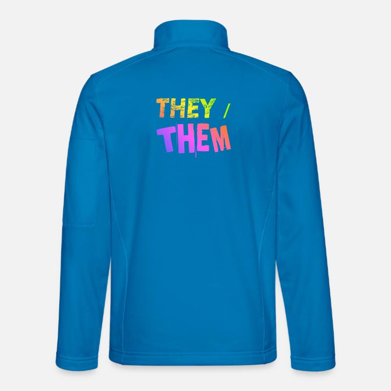 they / them Geschenkidee LGBTQ+ nonbinary Pronomen - Unisex Softshelljacke - Lichtblau