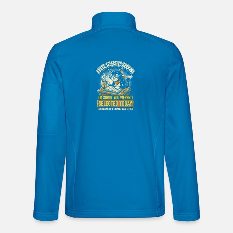 Coffee Cat: Not selected today - Unisex Softshell Jacket - light blue