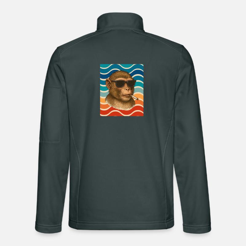 Sunglasses monkey in retro wave pattern Unisex Softshell Jacket