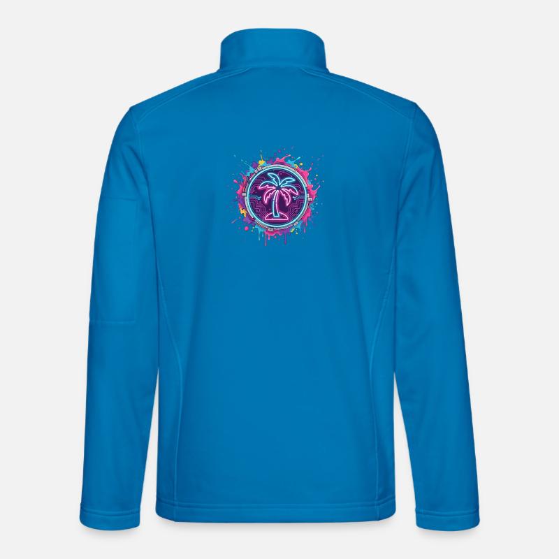 Neon palm tree in cyber circle - Unisex Softshell Jacket - light blue