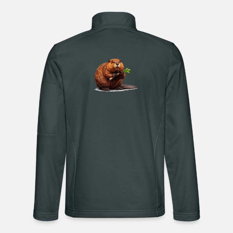 Castor avec illustration d’animaux forestiers branchés Veste en tissu softshell Unisexe