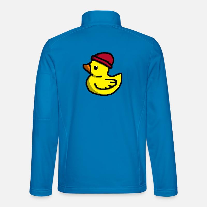 Cute Pixel Duck in Red Beanie - Unisex Softshell Jacket - light blue