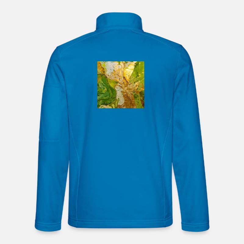 Golden Green Abstraction with Metal Texture - Unisex Softshell Jacket - light blue