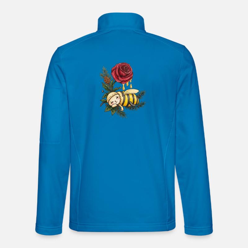 Honey Bee Dreaming Among Roses - Unisex Softshell Jacket - light blue