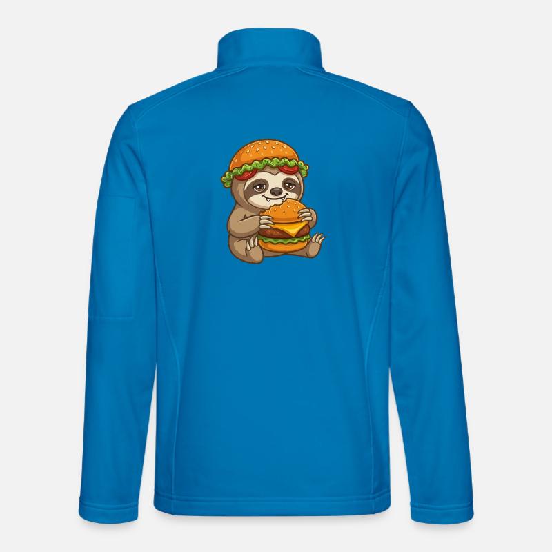 Faultier mit Burger Cartoon - Unisex Softshelljacke - Lichtblau