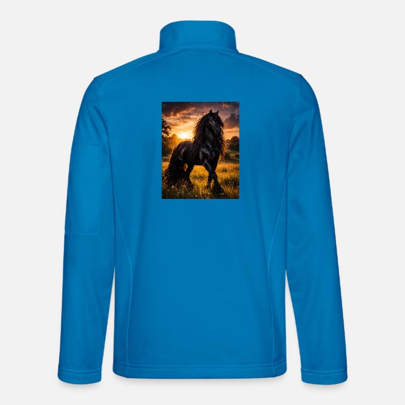 Evening Light Black Horse - Unisex Softshell Jacket - light blue
