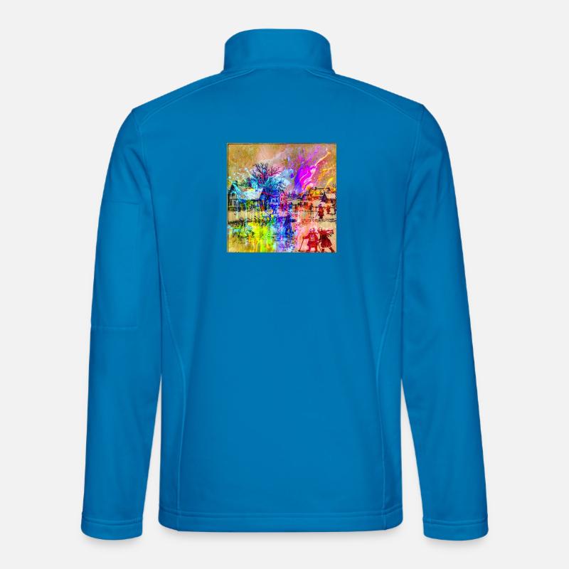 Farbenfrohes Winterdorf-Aquarell - Unisex Softshelljacke - Lichtblau