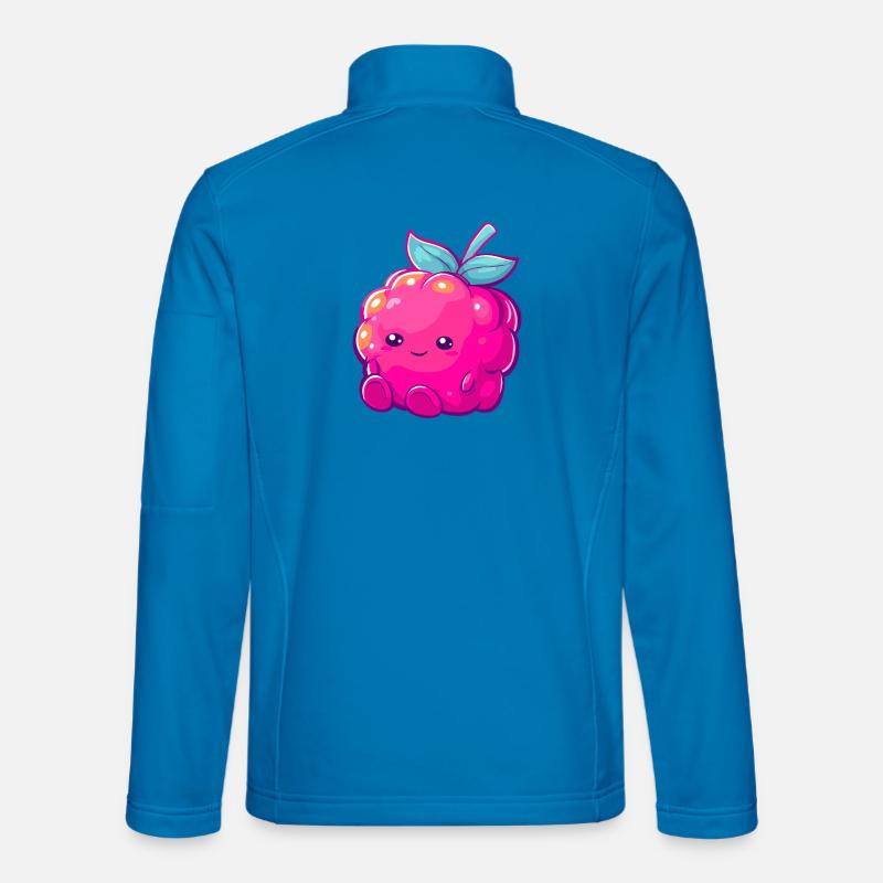 Cuddly raspberry kawaii fruit illustration - Unisex Softshell Jacket - light blue
