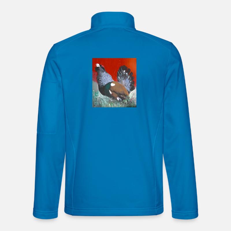 Red background pheasant in nature - Unisex Softshell Jacket - light blue