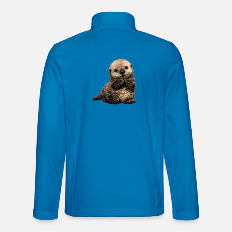 Otter cuddly toy on playful pattern - Unisex Softshell Jacket - light blue