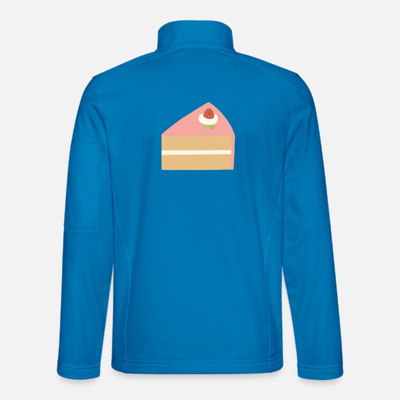 Rosa Erdbeerkuchen-Scheibe Illustration - Unisex Softshelljacke - Lichtblau