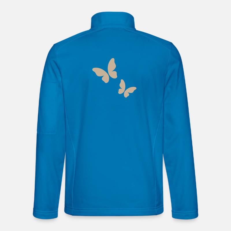 Beige Butterfly Pattern Unisex Softshell Jacket