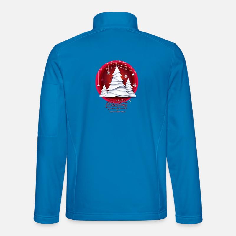 Rotes Weihnachtskugel mit weissen Tannenbäume - Unisex Softshelljacke - Lichtblau