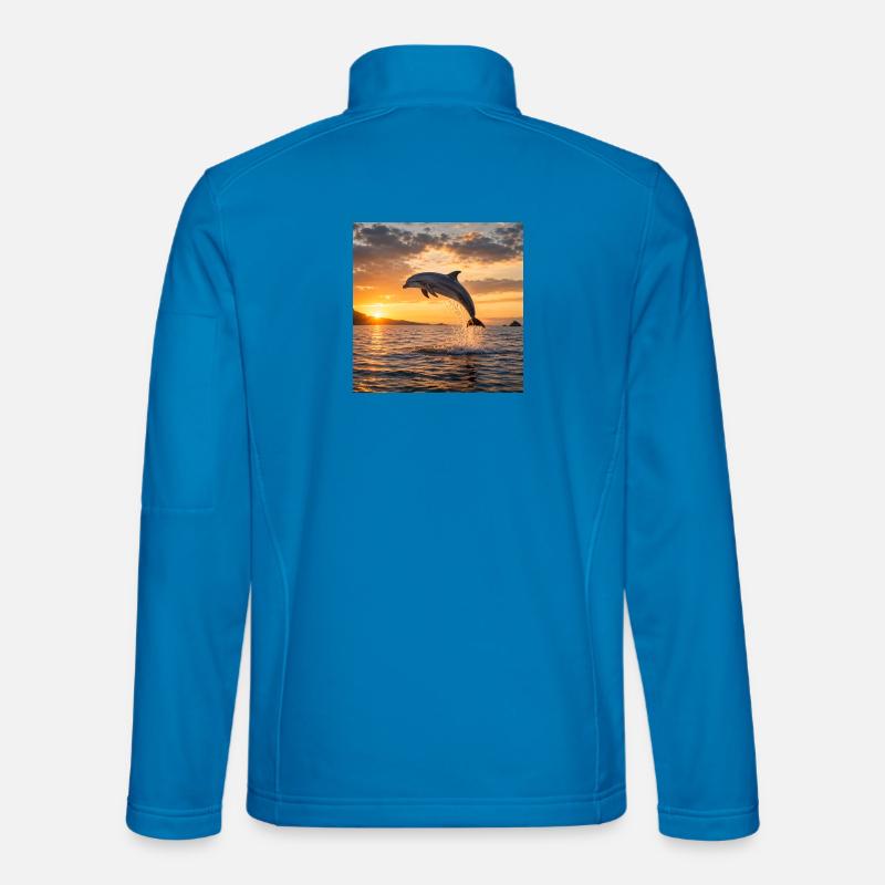 Delfin bei Sonnenuntergang - Unisex Softshelljacke - Lichtblau