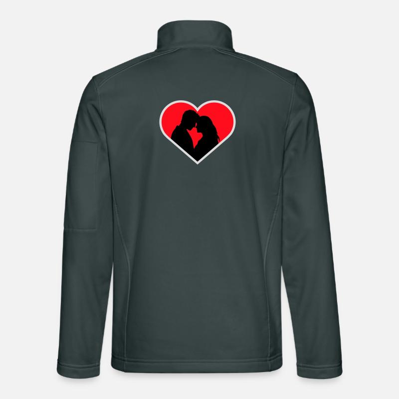 Couple Silhouette Amour Romance Petit ami de la Saint-Valentin Veste en tissu softshell Unisexe