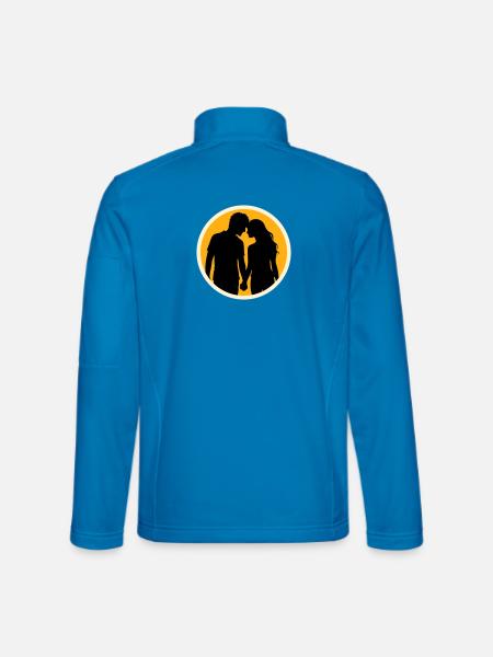 Couple Silhouette Love Romance Valentine's Day Boyfriend - Unisex Softshell Jacket - light blue - Back
