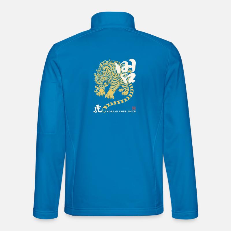 Golden Korean Tiger Design - Unisex Softshell Jacket - light blue