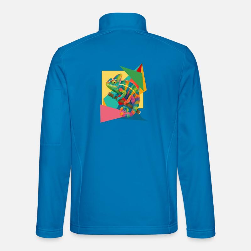 Buntes Chamäleon Geometrie Kunst  - Unisex Softshelljacke - Lichtblau