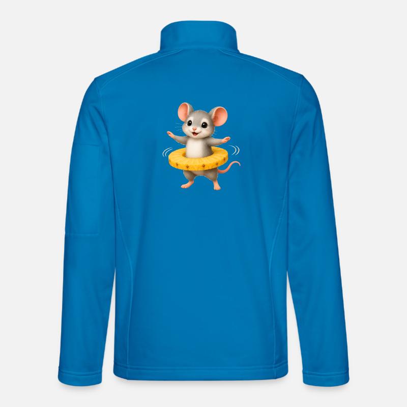 Fröhliche Maus mit Ananas Ring  - Unisex Softshelljacke - Lichtblau