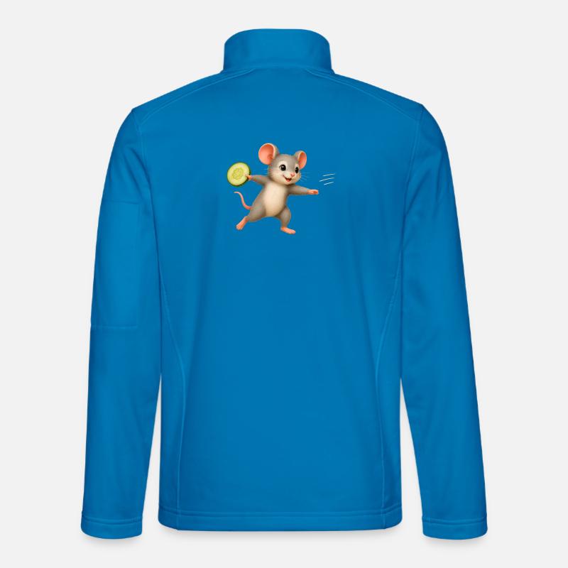 Cheerful Mouse with Cucumber Frisbee - Unisex Softshell Jacket - light blue