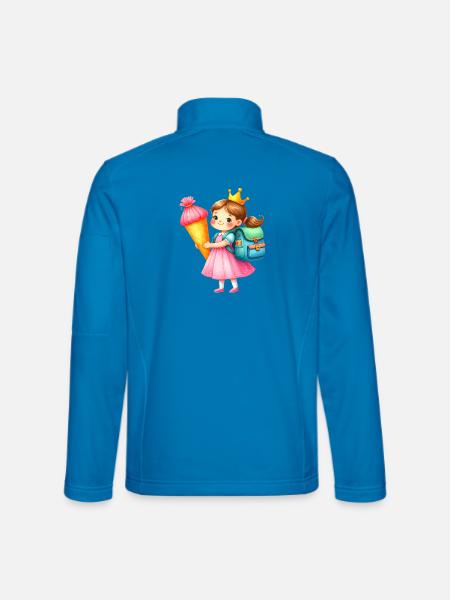 Petite Princesse à la couronne & cône d’école – École - Veste en tissu softshell Unisexe - bleu clair - Dos