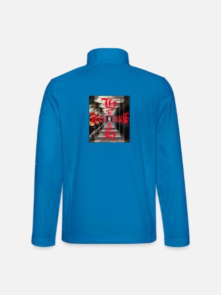 Rote gotische Hieroglyphen im Perspektivtunnel - Unisex Softshelljacke - Lichtblau