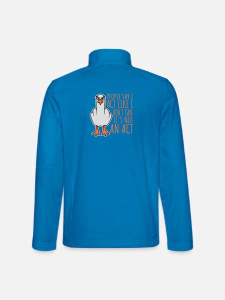 Act like I don't care It's not an act Finger Möwe - Unisex Softshelljacke - Lichtblau - Hinten