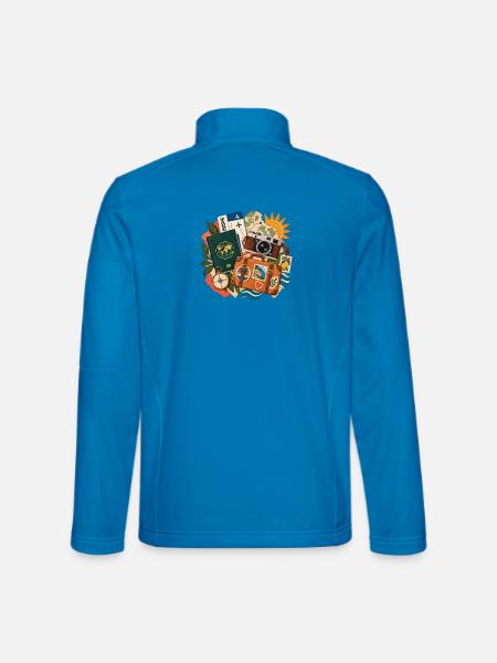 Wanderlust Collage Kamera Koffer - Unisex Softshelljacke - Lichtblau