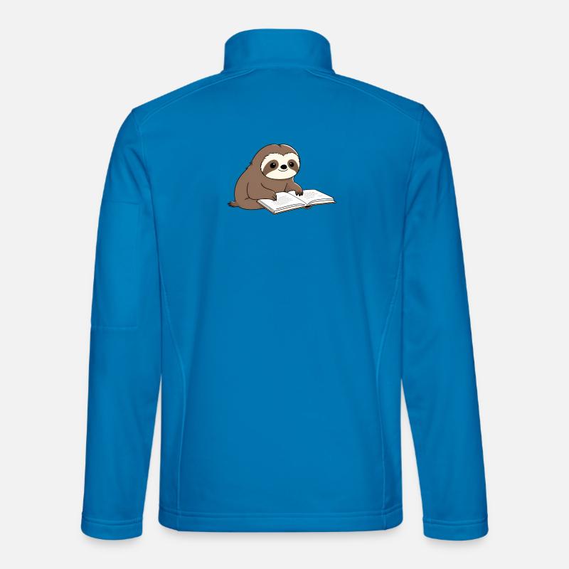 Cute Sloth Reader with Book - Unisex Softshell Jacket - light blue