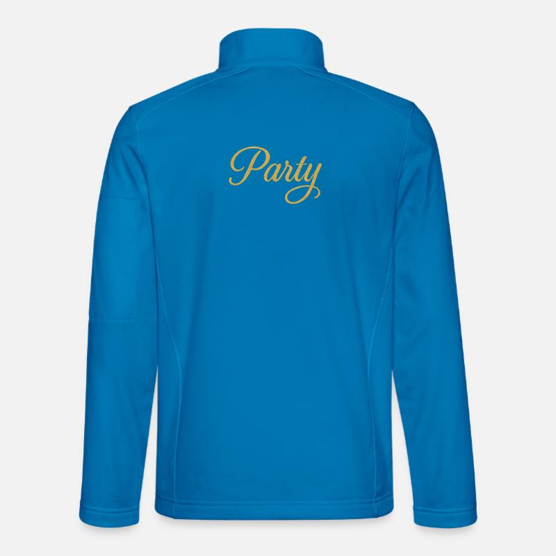 PARTY Elegant Gold Glitter Script for Celebrations Unisex Softshell Jacket
