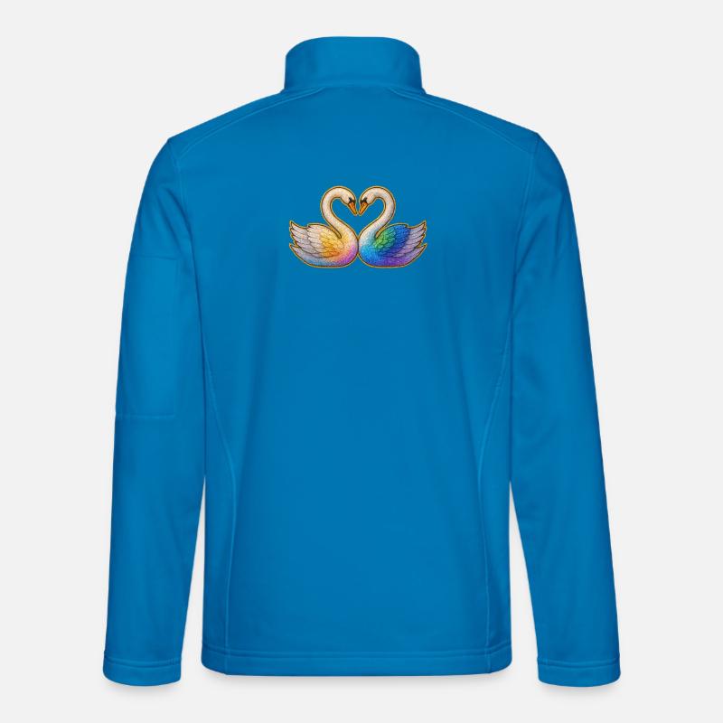 Rainbow Heart Swan Pair - Unisex Softshell Jacket - light blue