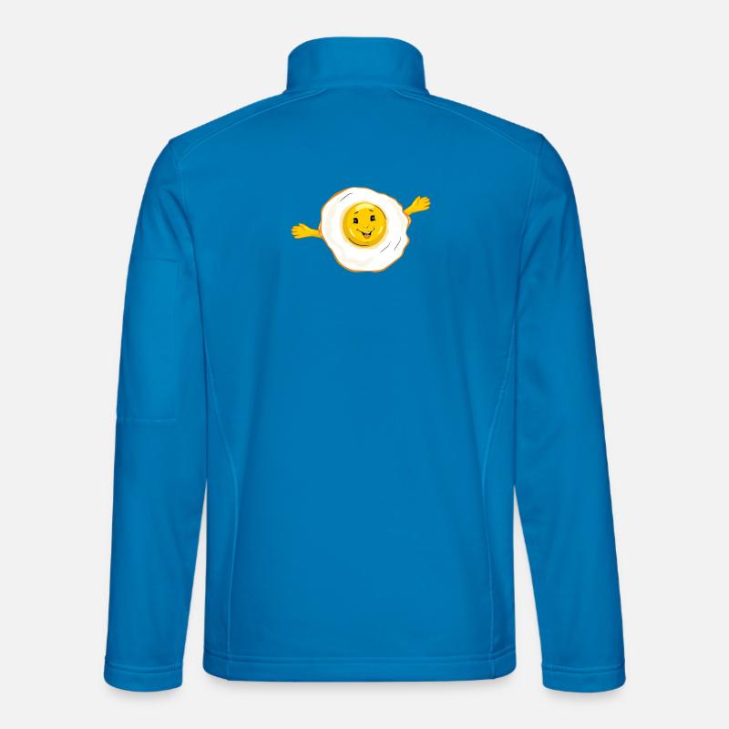 Cartoon_smiling_fried_egg - Unisex Softshelljacke - Lichtblau