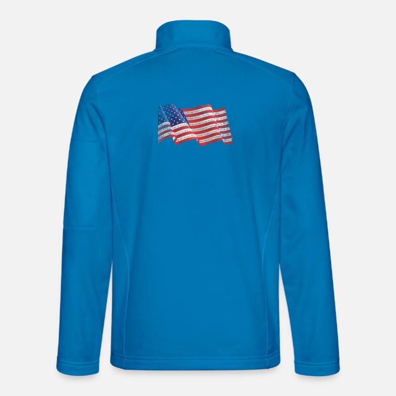 Patriotic Flag Stripes with Inspirational Text - Unisex Softshell Jacket - light blue