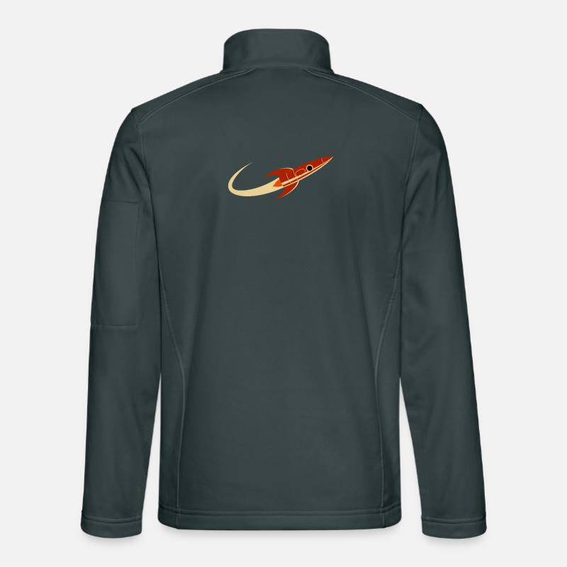 Rote Weltraumrakete Unisex Softshelljacke