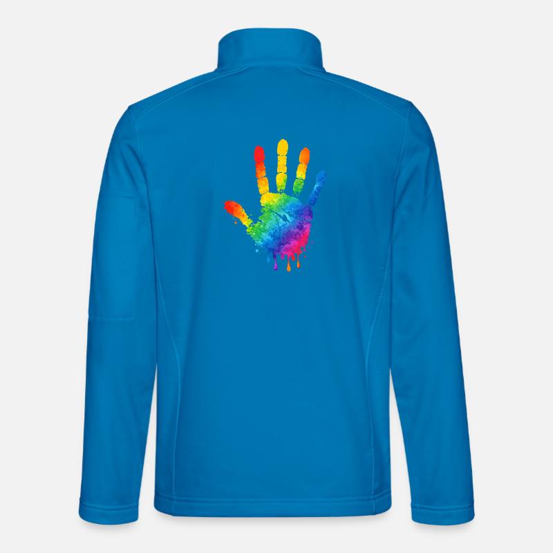 Bunter Handabdruck Aquarell Design  - Unisex Softshelljacke - Lichtblau