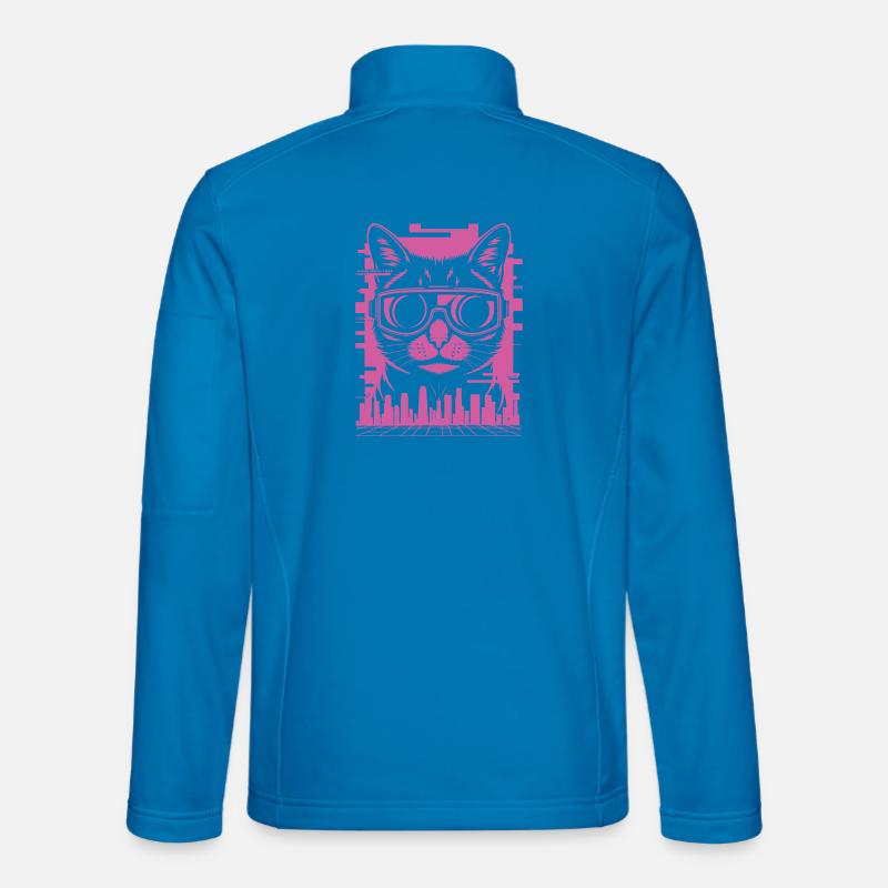 Neon Cat in Cyber Goggles - Unisex Softshell Jacket - light blue
