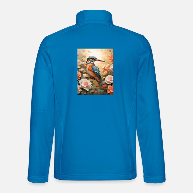 Eisvogel im Blütenmeer - Unisex Softshelljacke - Lichtblau