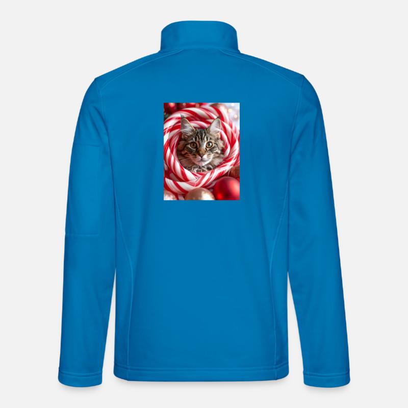 Weihnachtskatze zwischen Zuckerstangen - Unisex Softshelljacke - Lichtblau