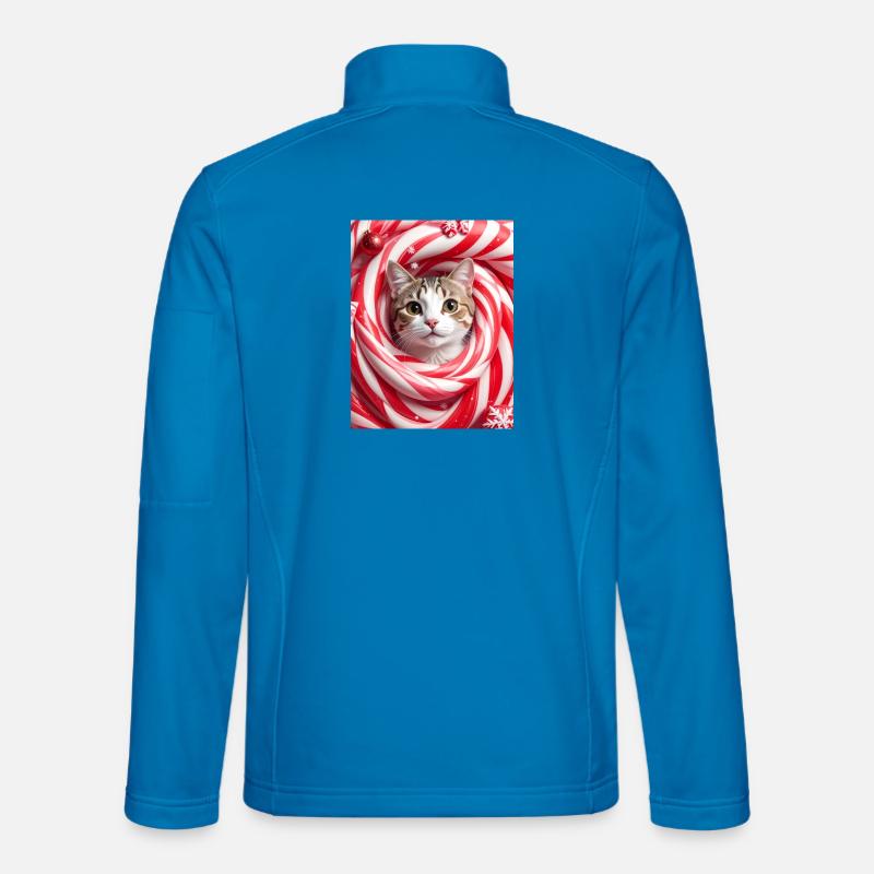 Weihnachtskatze in Pfefferminzbonbons - Unisex Softshelljacke - Lichtblau