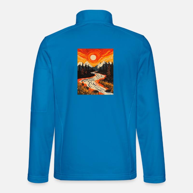 Sonnenuntergang am Waldrand mit Fluss - Unisex Softshelljacke - Lichtblau