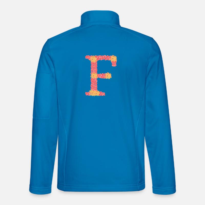 Dein Initial "F" mit Blüten  - Unisex Softshelljacke - Lichtblau