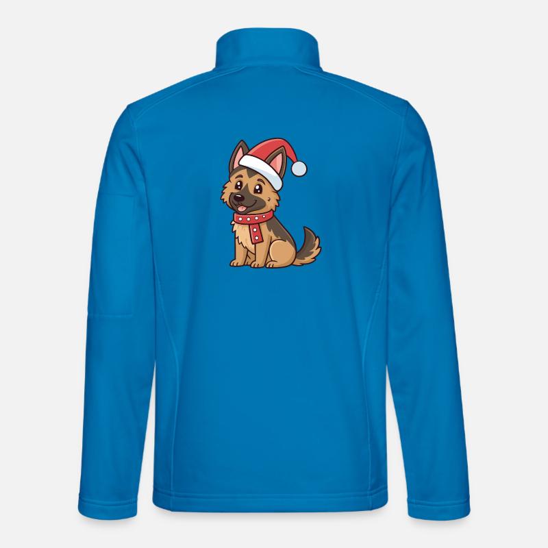 Puppy Shepherd Christmas Hat Red - Unisex Softshell Jacket - light blue