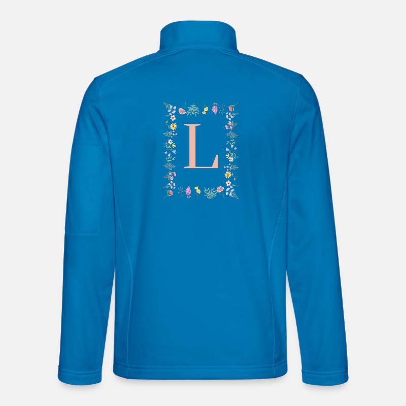 Initiales florales « L », lettres monogrammes - Veste en tissu softshell Unisexe - bleu clair