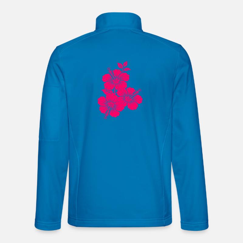 Fuchsia Pink Hibiscus Flowers - Unisex Softshell Jacket - light blue