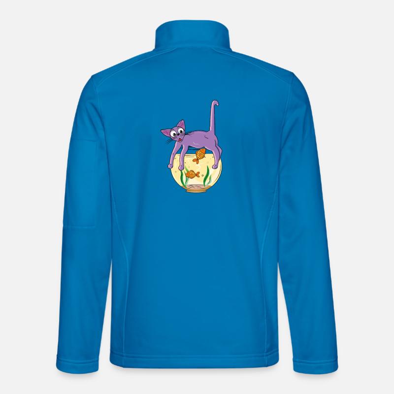 Lila Katze auf dem Fischglas - Unisex Softshelljacke - Lichtblau