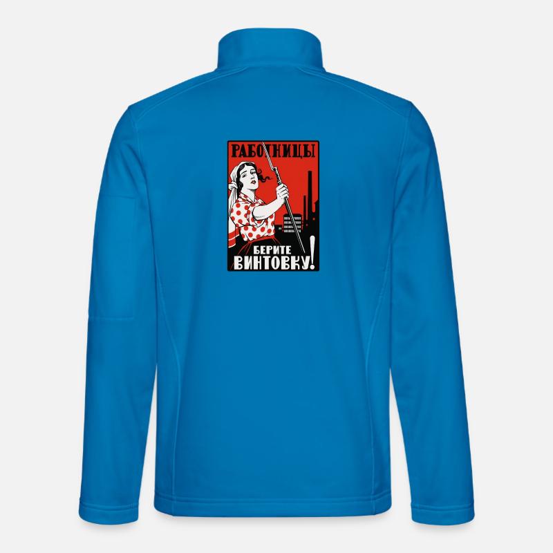 Worker with Rifle Poster - Unisex Softshell Jacket - light blue